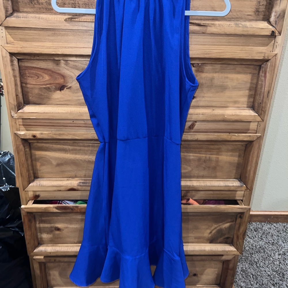 Royal Blue Sleeveless Ruffle-Hem Dress